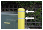 post guard post protectors, parking lot maintence, post guard, post guards, plastic post guards.