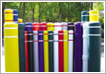post guard post protectors, parking lot maintence, post guard, post guards, plastic post guards.